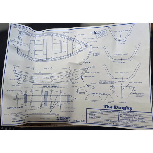 Midwest Products Co., 'The Dinghy', Kit #950, Skill Level 1, All Wood Model, New - Picture 6 of 11